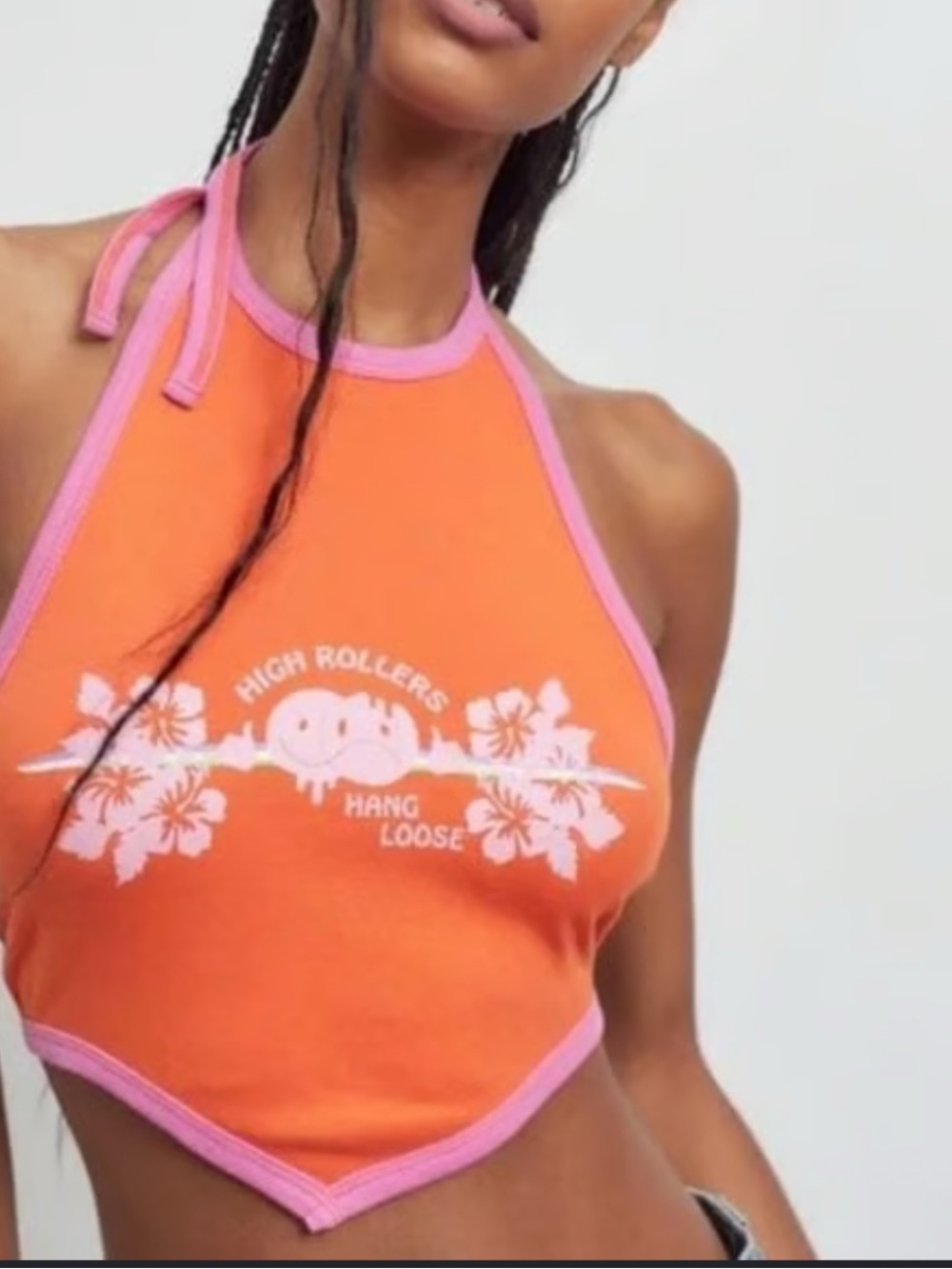 Urban Outfitters "High Rollers Hang Loose" Hanky Hem Halter Top. NWT Size L